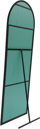 Aberto Design Gewölbter Boden- oder Standspiegel mit Schwarzem Metallrahmen 180x65cm