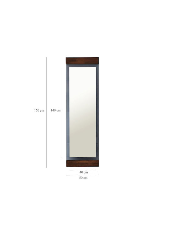 Aberto Design Boden- oder Standspiegel mit Braunes Metallisches Rahmenmaterial 170x50cm