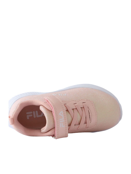 Kids Sneakers with Hoop & Loop Closure Strass Orange / White