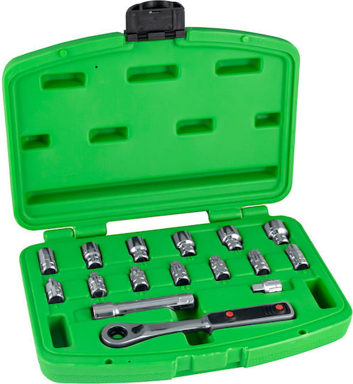 JBM Set de chei tubulare și clichet 1\4" 17buc