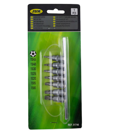 JBM Bit-Stecknüsse mit Bits Torx und Antriebsvierkant 1/4'' Set 7Stück