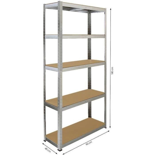Fieldmann Raft Dexion Galvanizat 90x40x180 cm Cu 5 Rafturi Rezistență Totală 875 kg