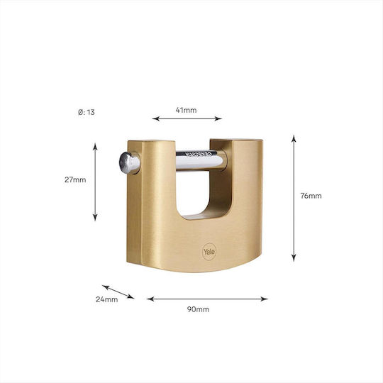 Yale Bronze Padlock Monoblock with Key 90mm 1pcs