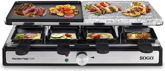 Sogo Tabletop Electric Grill Raclette Smooth Plate 2000W with Adjustable Thermostat 42cmx21cmcm