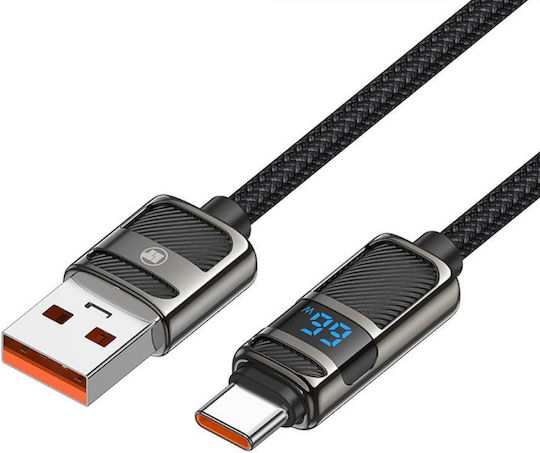 Lamtech Geflochten USB 2.0 Kabel USB-C männlich - USB-A 66W Schwarz 1.2m