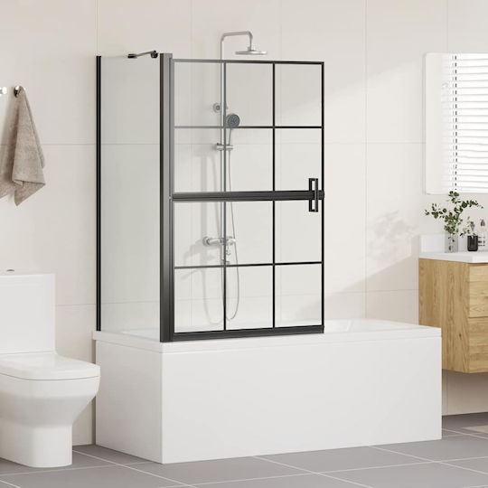 vidaXL Duschkabine Badewanne mit Zusammenklappbarer Tür 80x68x129.5cm Klarglas Schwarz