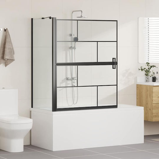 vidaXL Cabinet Cada De Baie Cu Ușă Pliabilă 100x68x129.5cm Sticlă Transparentă Neagră