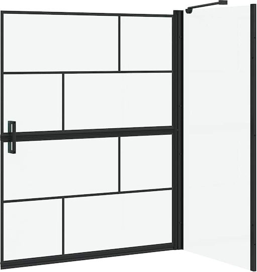 vidaXL Cabinet Cada De Baie Cu Ușă Pliabilă 100x68x129.5cm Sticlă Transparentă Neagră