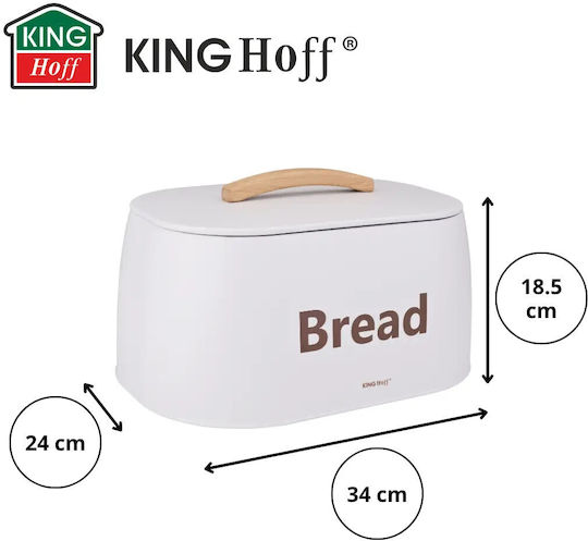 KING Hoff Ψωμιέρα Inox Λευκή 34x24x18.5cm