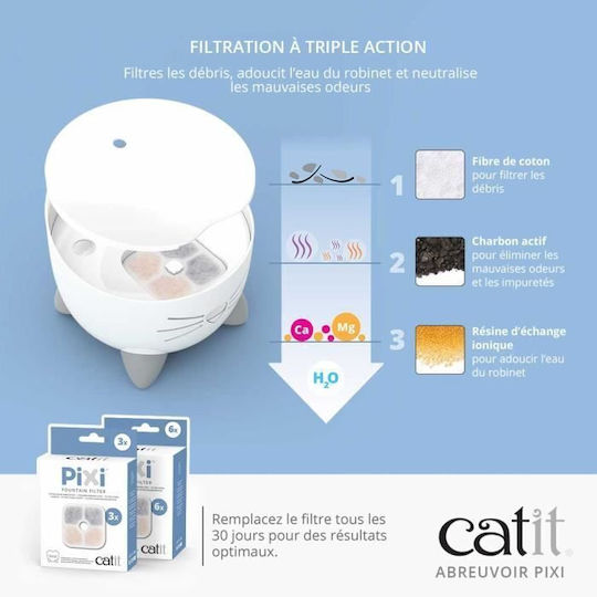 Catit Pixi Automatic Stainless Steel Waterer / Fountain for Dog & Cat 2.5lt 20.5cm in White Color
