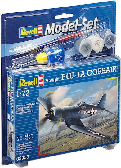 Revell Complete Plane Model F4U-1D Corsair Modeling Figure Airplane 68 Pieces in Scale 1:72 with Glue and Paints 32.1x38.8cm.
