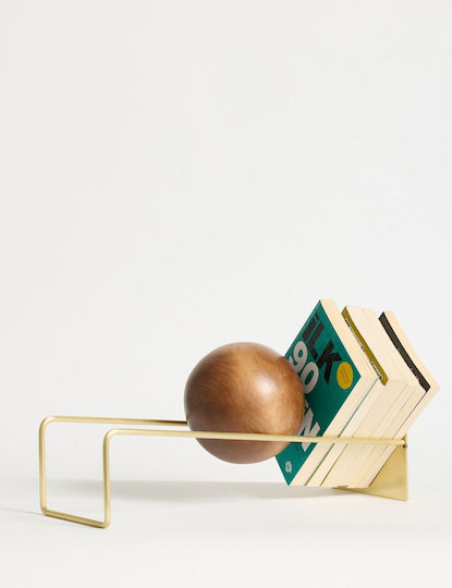 Βιβλιοστάτης Toke 438ctf1301 16,5x49x18cm Gold Hanah Home Μέταλλο Ξύλο