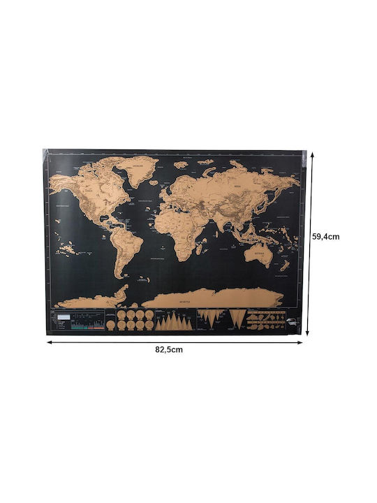 Scratch Map for Office Decoration 59x59x59cm in Black color