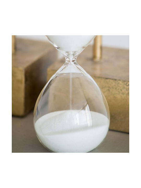 Artekko Dekorative Sanduhr In Weißer Farbe 8x8x20cm Bürodekoration Zubehör aus Glas 8x8x20cm In Weißer Farbe