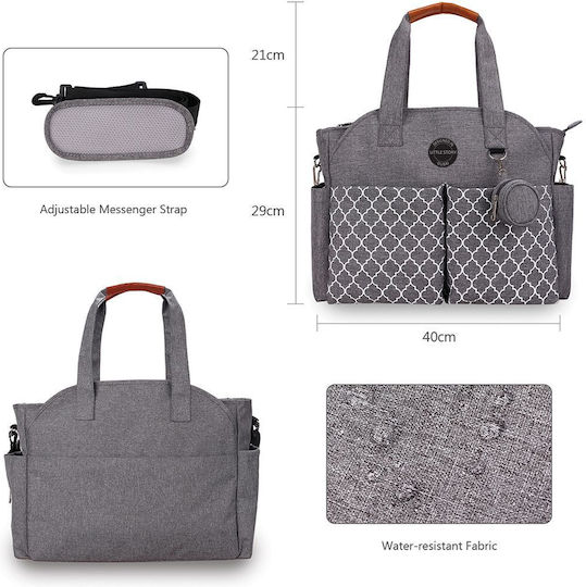 Queen Mother Shoulder/Hand Diaper Bag Gray 40x29x13cm.