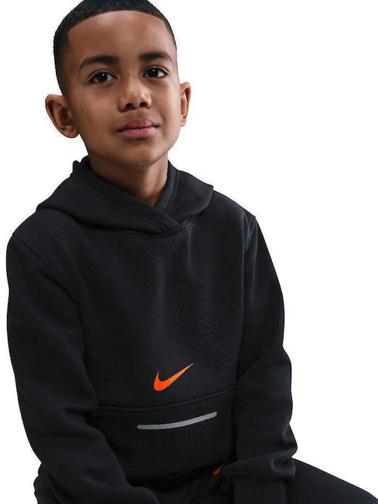 Fleece Παιδικό Φούτερ με Κουκούλα και Τσέπες Black / Orange Nsw Club