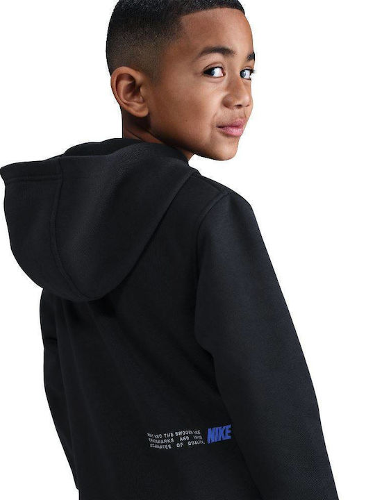 Fleece Παιδικό Φούτερ με Κουκούλα και Τσέπες Black / Orange Nsw Club