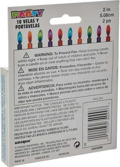 Unique Birthday Candle Multicolored 10pcs U34099