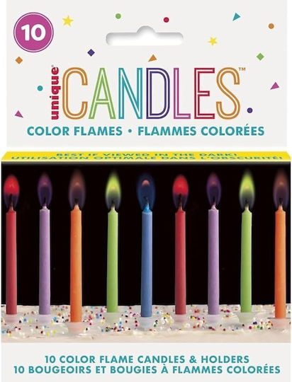 Unique Birthday Candle Multicolored 10pcs U34099