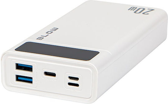Blow PB20E Solar Power Bank 20000mAh 20W mit 2 USB-A Ausgangsanschlüsse und USB-C Ausgangsanschlüsse Weiß