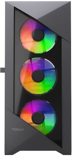 Gembird Fornax 900 Gaming Midi Tower Κουτί Υπολογιστή με Πλαϊνό Παράθυρο και ARGB Φωτισμό Μαύρο