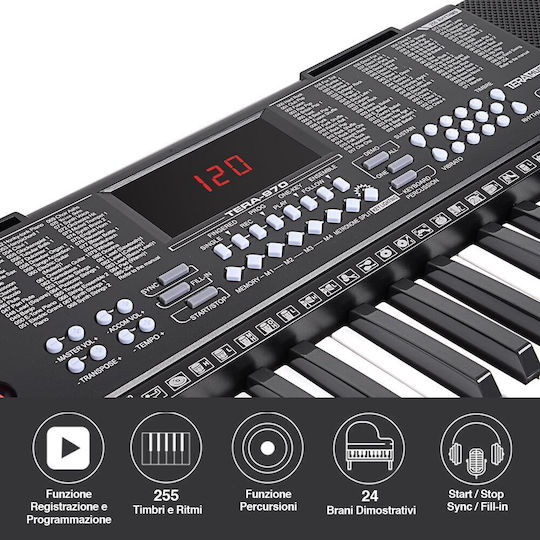 Bakaji Keyboard 02832747 with 61 Keys with Music Stand Black