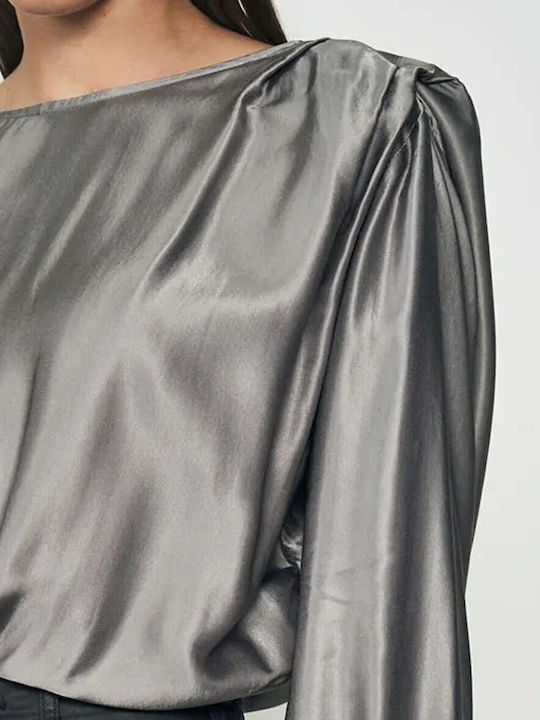 Bluza Damă Satin Gri