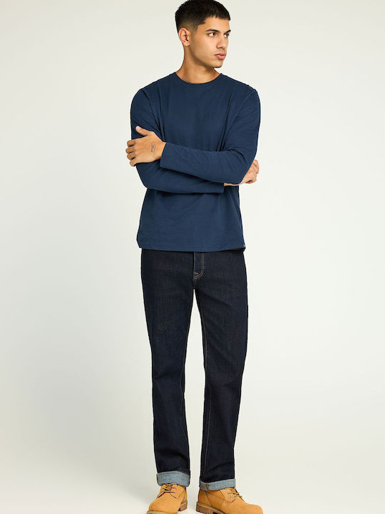 Langarm Herrenbluse Marineblau