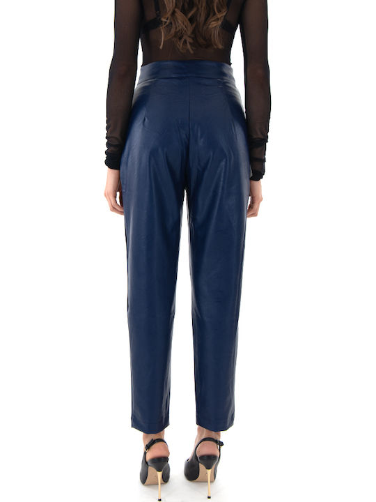 MY T Damen Hoch tailliert Stoff Hose Blue