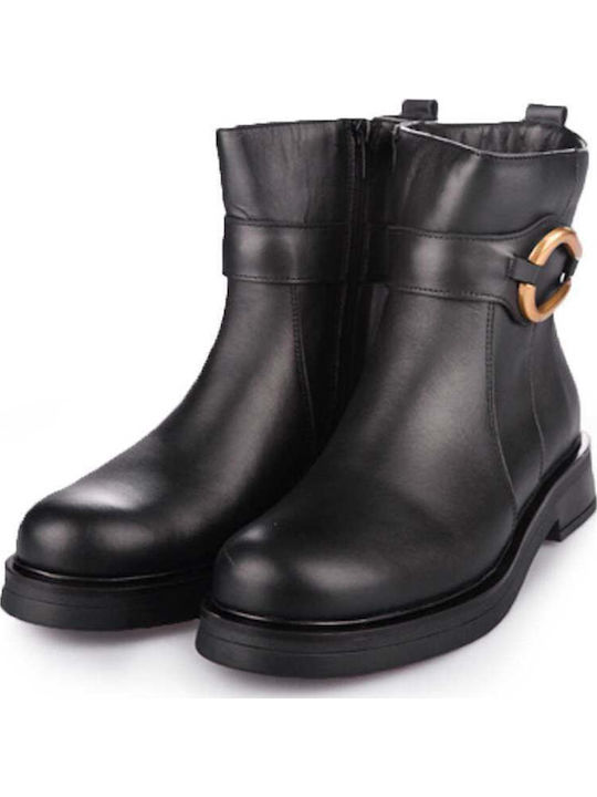 Ghete De Piele Dama Ankle Boots Negre