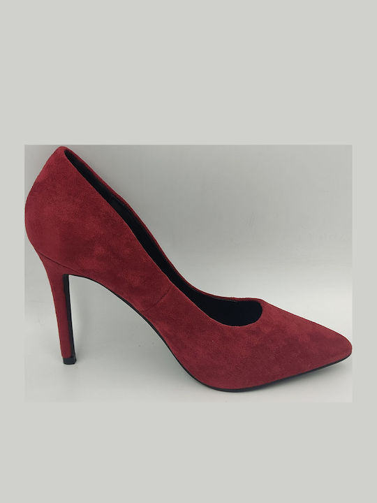 Suede Γόβες με Ψηλό Τακούνι Κόκκινες
