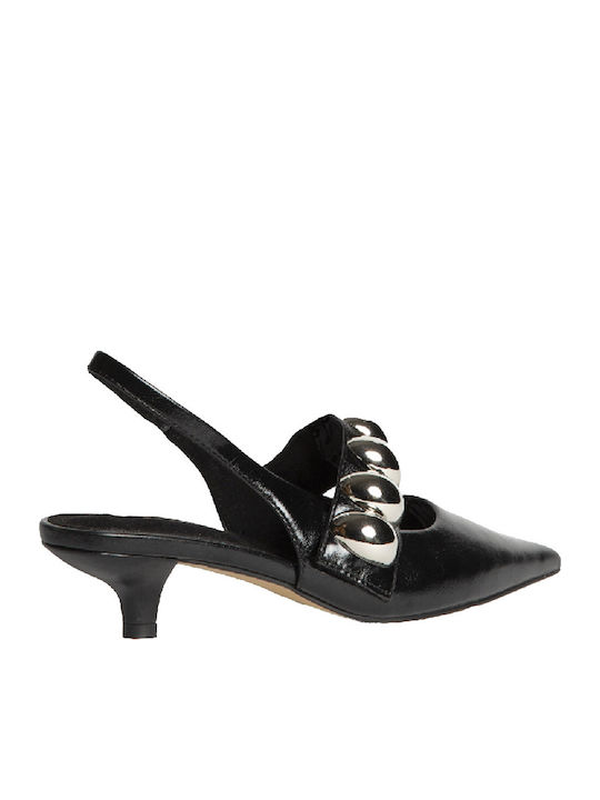 Synthetic Leather Black Low Heels