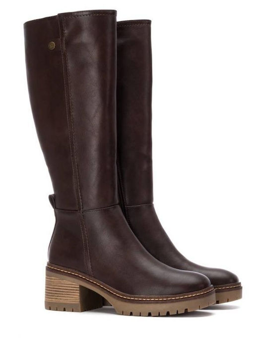 Synthetic Leather Women's Boots Brown