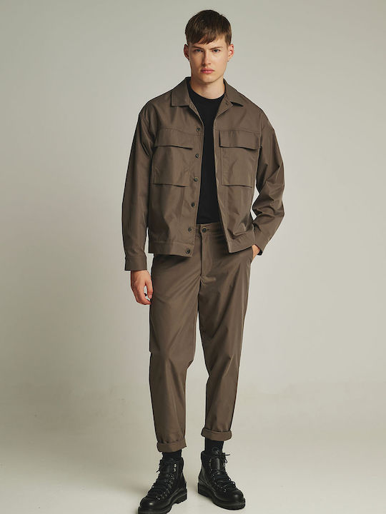 Дълъг Ръкав Overshirt В Стандартна Кройка Бежов