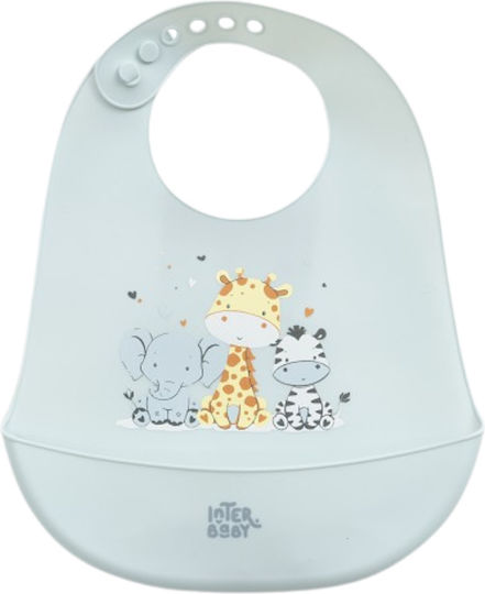 Interbaby Αδιάβροχη Σαλιάρα Σιλικόνης Blue για 6 m+