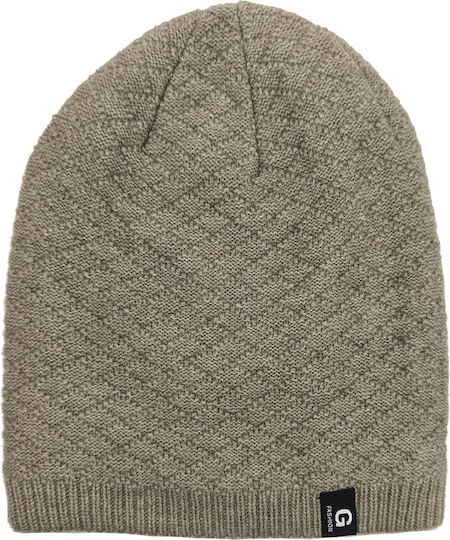 Beanie Unisex Σκούφος Πλεκτός σε Μπεζ χρώμα