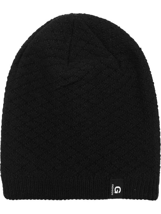 Beanie Unisex Σκούφος Πλεκτός σε Μαύρο χρώμα