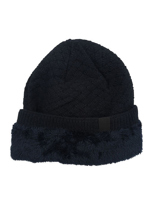 Beanie Unisex Beanie Knitted in Navy Blue color