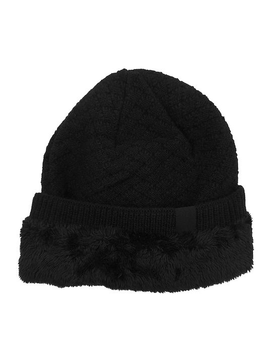 Beanie Unisex Σκούφος Πλεκτός σε Μαύρο χρώμα