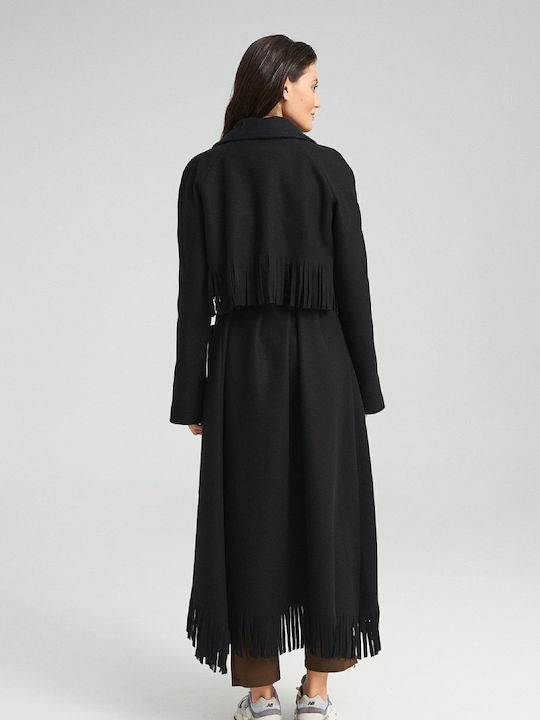 Damen Schwarz Mantel