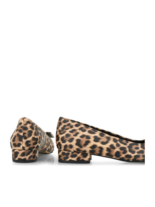 Leather Brown Low Heels Animal Print