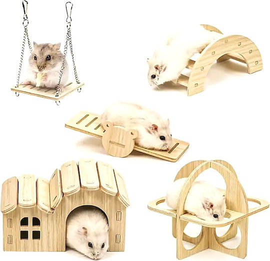 Κρεμαστή Γέφυρα–κούνια Hamster Ξύλο – Μ9xπ7xυ15cm