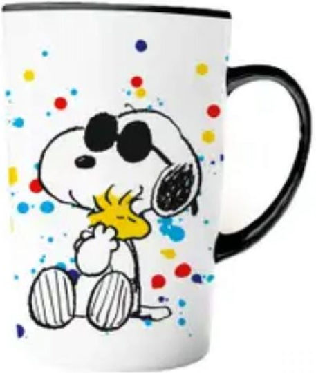 Peanuts Snoopy and Woodstock Κούπα Κεραμική Μαύρη 400ml