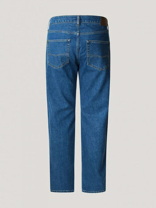 Pantaloni De Blugi Pentru Bărbați Elastic Regular Straight Fit Albastru