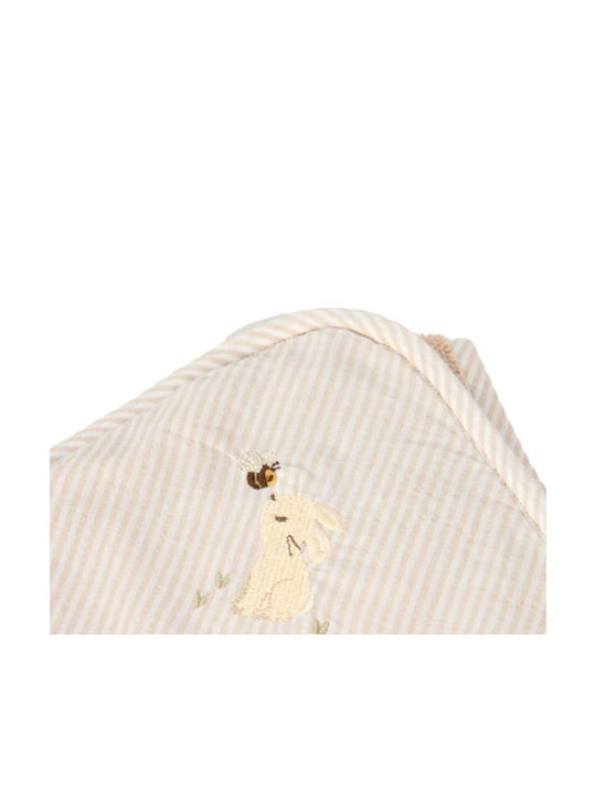 Little Dutch Baby Hooded Bath Towel Baby Bunny Beige 75x75cm