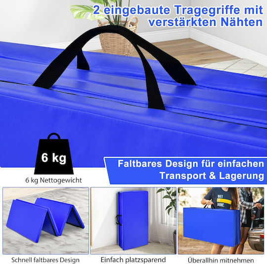 Costway Foldable Pilates Exercise Mat Blue