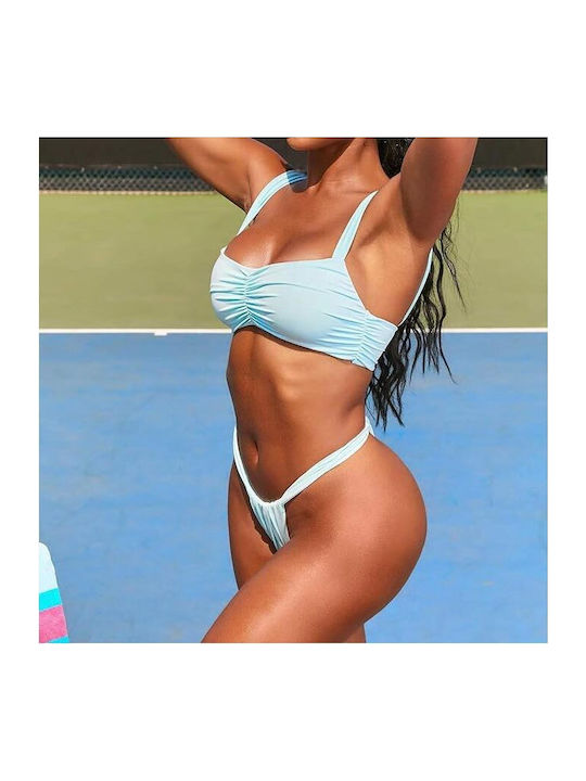 Bikini Set Sports Bra & Slip Bottom light blue color