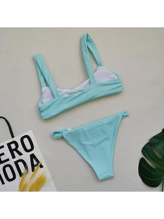 Bikini Set Sports Bra & Slip Bottom light blue color