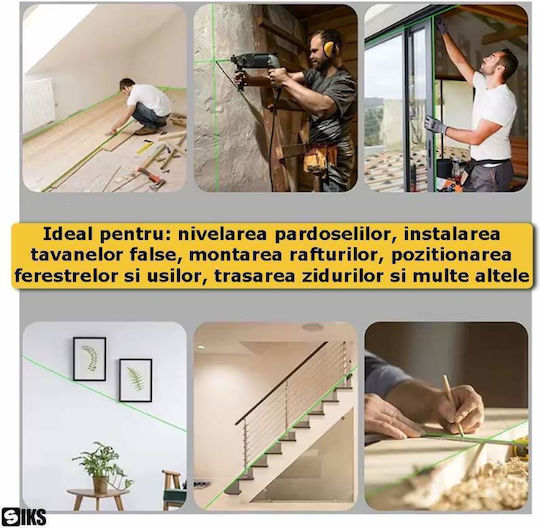Liniar Nivelă Laser Fascicul Verde cu Domeniu de Lucru 25m