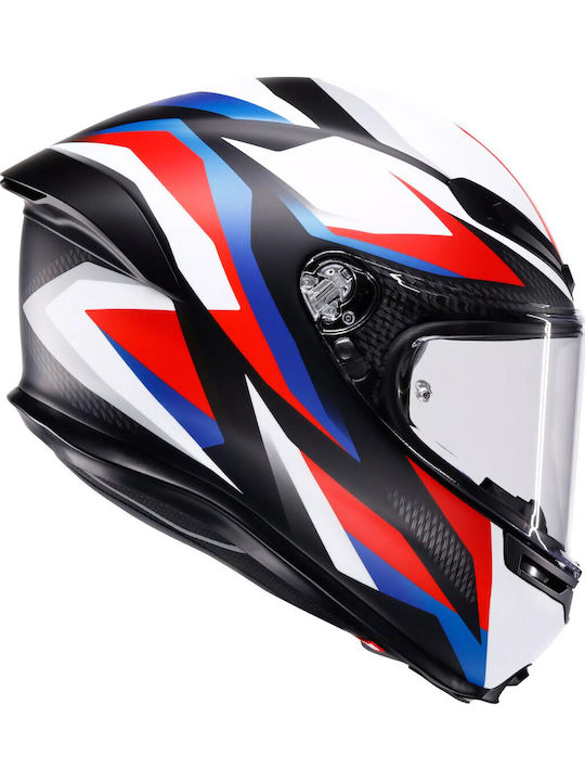 AGV K6 S Timewarp Mat Black/Red/Blue Motorcycle Helmet Full Face ECE 22.06 1255gr with Pinlock